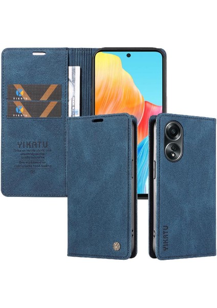 Oppo A58 4g Premium Pu Deri Basit Cüzdan Kılıf Kart Yuvaları Destek Ayağı Manyetik Kapatma Darbeye Dayanıklı Kapak (Yurt Dışından)