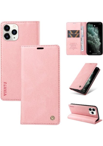 iPhone 11 Pro Premium Pu Deri Basit Cüzdan Kılıf Kart Yuvaları Destek Ayağı Manyetik Kapatma Darbeye Dayanıklı Kapak (Yurt Dışından)