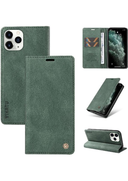 iPhone 11 Pro Premium Pu Deri Basit Cüzdan Kılıf Kart Yuvaları Destek Ayağı Manyetik Kapatma Darbeye Dayanıklı Kapak (Yurt Dışından) fırsatları