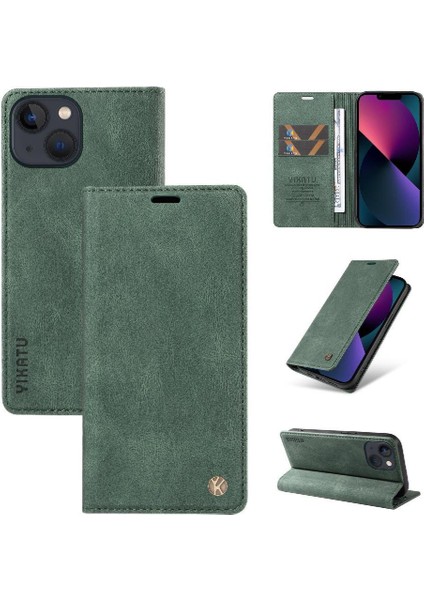 iPhone 13 Premium Pu Deri Basit Cüzdan Kılıf Kart Yuvaları Destek Ayağı Manyetik Kapatma Darbeye Dayanıklı Kapak (Yurt Dışından) fırsatları