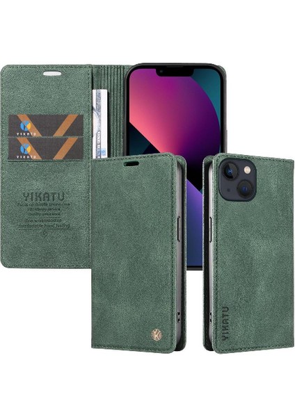 iPhone 13 Premium Pu Deri Basit Cüzdan Kılıf Kart Yuvaları Destek Ayağı Manyetik Kapatma Darbeye Dayanıklı Kapak (Yurt Dışından) indirimleri
