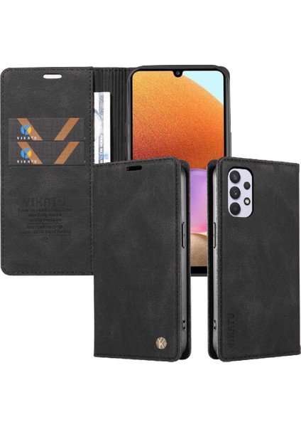 Samsung Galaxy A32 4g Premium Pu Deri Basit Cüzdan Kılıf Kart Yuvaları Destek Ayağı Manyetik Kapatma Darbeye Dayanıklı Kapak (Yurt Dışından)