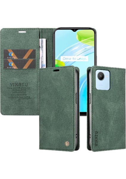 Realme C30 4g Premium Pu Deri Basit Cüzdan Kılıf Kart Yuvaları Destek Ayağı Manyetik Kapatma Darbeye Dayanıklı Kapak (Yurt Dışından) fırsatları