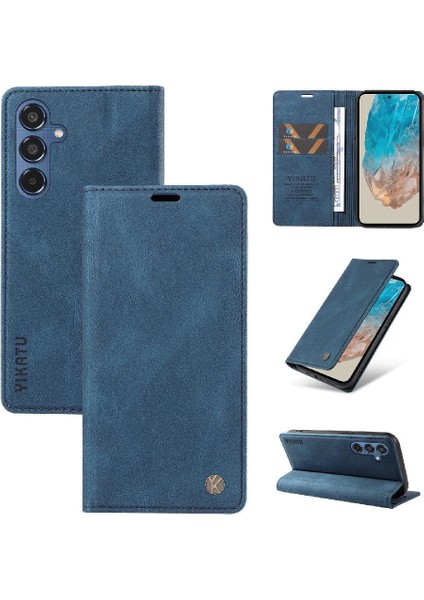 Samsung Galaxy M35 Premium Pu Deri Basit Cüzdan Kılıf Kart Yuvaları Destek Ayağı Manyetik Kapatma Darbeye Dayanıklı Kapak (Yurt Dışından)