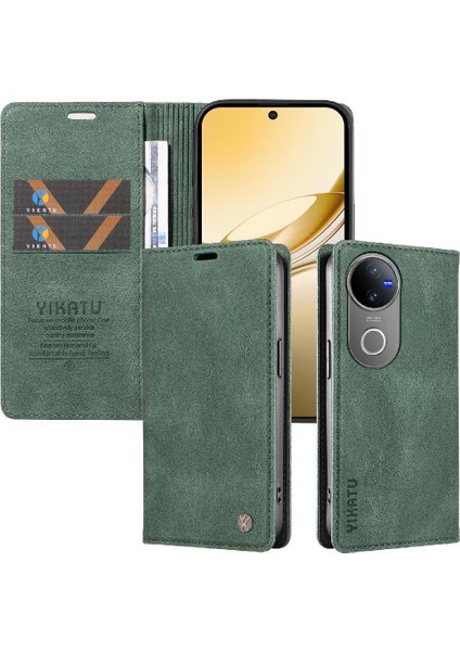 Vıvo V50 5g Premium Pu Deri Basit Cüzdan Kılıf Kart Yuvaları Destek Ayağı Manyetik Kapatma Darbeye Dayanıklı Kapak (Yurt Dışından)