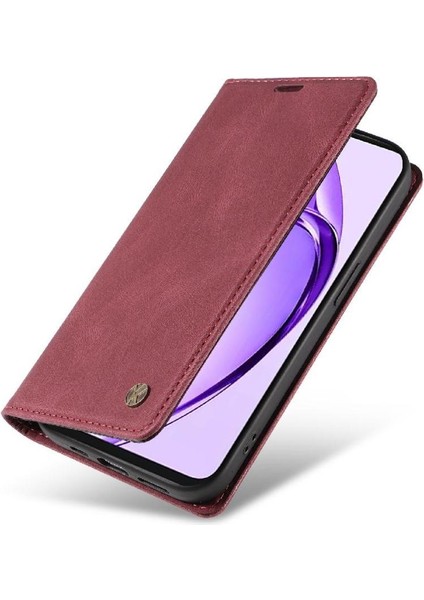 Oppo A3 Pro 5g Premium Pu Deri Basit Cüzdan Kılıf Kart Yuvaları Destek Ayağı Manyetik Kapatma Darbeye Dayanıklı Kapak (Yurt Dışından)
