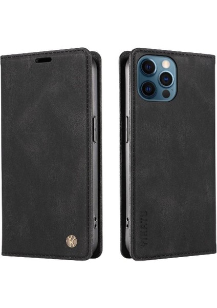 iPhone 13 Pro Max Premium Pu Deri Basit Cüzdan Kılıf Kart Yuvaları Destek Ayağı Manyetik Kapatma Darbeye Dayanıklı Kapak (Yurt Dışından)