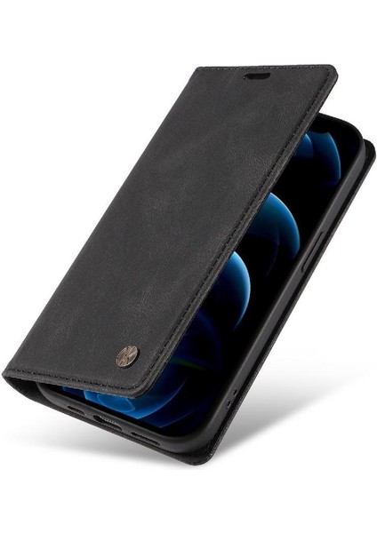iPhone 13 Pro Max Premium Pu Deri Basit Cüzdan Kılıf Kart Yuvaları Destek Ayağı Manyetik Kapatma Darbeye Dayanıklı Kapak (Yurt Dışından)