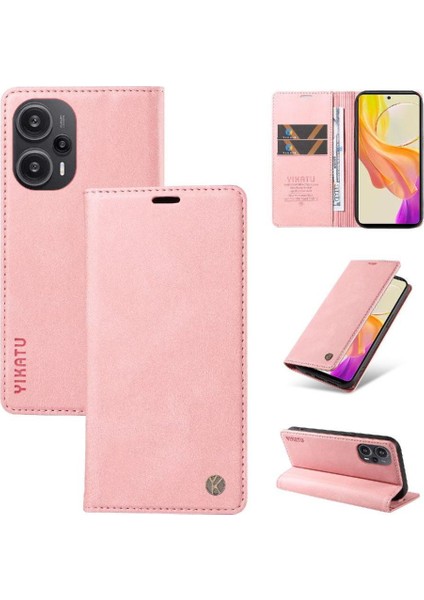 Xiaomi Poco F5 5g Premium Pu Deri Basit Cüzdan Kılıf Kart Yuvaları Destek Ayağı Manyetik Kapatma Darbeye Dayanıklı Kapak (Yurt Dışından)