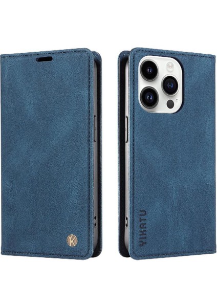 iPhone 14 Pro Max Premium Pu Deri Basit Cüzdan Kılıf Kart Yuvaları Destek Ayağı Manyetik Kapatma Darbeye Dayanıklı Kapak (Yurt Dışından)