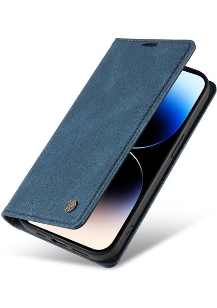 iPhone 14 Pro Max Premium Pu Deri Basit Cüzdan Kılıf Kart Yuvaları Destek Ayağı Manyetik Kapatma Darbeye Dayanıklı Kapak (Yurt Dışından)