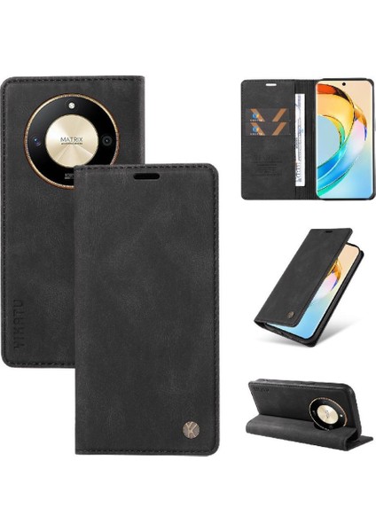 Honor X9B Premium Pu Deri Basit Cüzdan Kılıf Kart Yuvaları Destek Ayağı Manyetik Kapatma Darbeye Dayanıklı Kapak (Yurt Dışından)