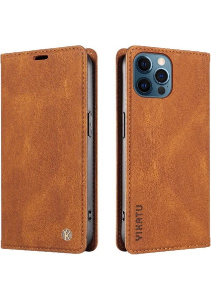 iPhone 13 Pro Max Premium Pu Deri Basit Cüzdan Kılıf Kart Yuvaları Destek Ayağı Manyetik Kapatma Darbeye Dayanıklı Kapak (Yurt Dışından)