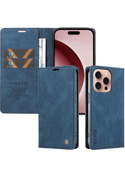 iPhone 16 Pro Premium Pu Deri Basit Cüzdan Kılıf Kart Yuvaları Destek Ayağı Manyetik Kapatma Darbeye Dayanıklı Kapak (Yurt Dışından) indirimleri
