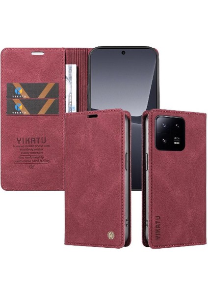 Xiaomi 13 Pro Premium Pu Deri Basit Cüzdan Kılıf Kart Yuvaları Destek Ayağı Manyetik Kapatma Darbeye Dayanıklı Kapak (Yurt Dışından) indirimleri