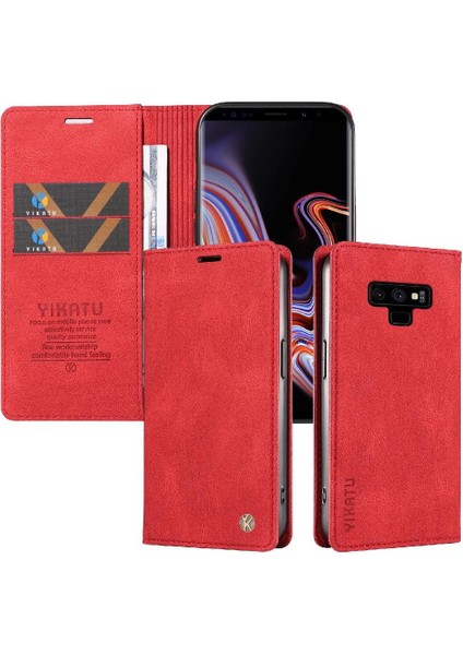 Samsung Galaxy Note 9 Premium Pu Deri Basit Cüzdan Kılıf Kart Yuvaları Destek Ayağı Manyetik Kapatma Darbeye Dayanıklı Kapak (Yurt Dışından)