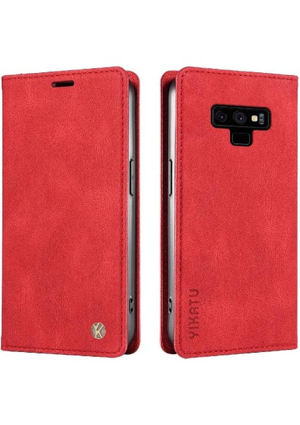 Samsung Galaxy Note 9 Premium Pu Deri Basit Cüzdan Kılıf Kart Yuvaları Destek Ayağı Manyetik Kapatma Darbeye Dayanıklı Kapak (Yurt Dışından)