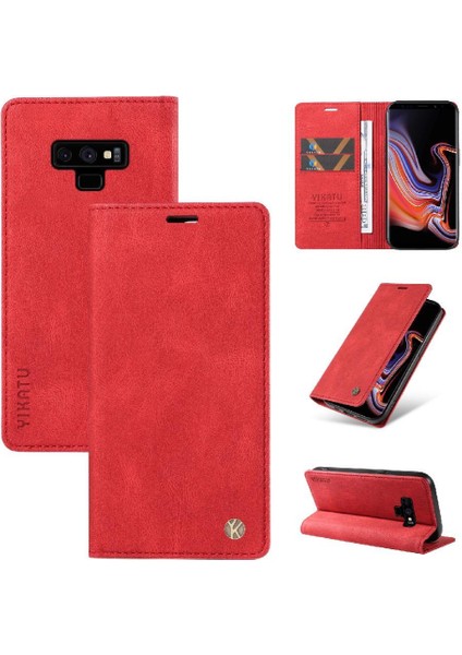 Samsung Galaxy Note 9 Premium Pu Deri Basit Cüzdan Kılıf Kart Yuvaları Destek Ayağı Manyetik Kapatma Darbeye Dayanıklı Kapak (Yurt Dışından)