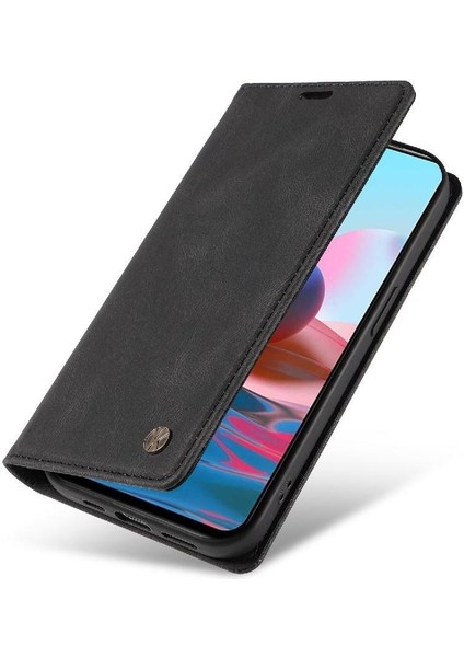 Xiaomi Redmi Note 10 4g Premium Pu Deri Basit Cüzdan Kılıf Kart Yuvaları Destek Ayağı Manyetik Kapatma Darbeye Dayanıklı Kapak (Yurt Dışından)
