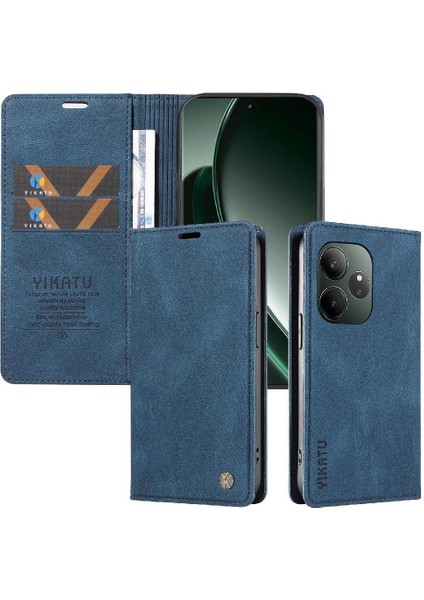 Realme Gt 6 Premium Pu Deri Basit Cüzdan Kılıf Kart Yuvaları Destek Ayağı Manyetik Kapatma Darbeye Dayanıklı Kapak (Yurt Dışından)