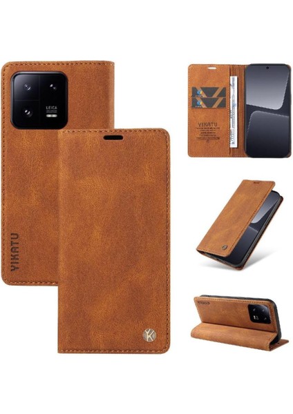 Xiaomi 13 Pro Premium Pu Deri Basit Cüzdan Kılıf Kart Yuvaları Destek Ayağı Manyetik Kapatma Darbeye Dayanıklı Kapak (Yurt Dışından) indirimleri