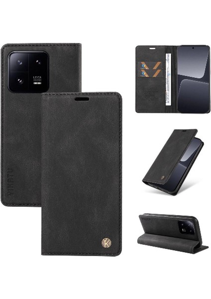 Xiaomi 13 Pro Premium Pu Deri Basit Cüzdan Kılıf Kart Yuvaları Destek Ayağı Manyetik Kapatma Darbeye Dayanıklı Kapak (Yurt Dışından)