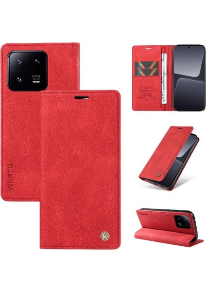Xiaomi 13 Pro Premium Pu Deri Basit Cüzdan Kılıf Kart Yuvaları Destek Ayağı Manyetik Kapatma Darbeye Dayanıklı Kapak (Yurt Dışından) indirimleri