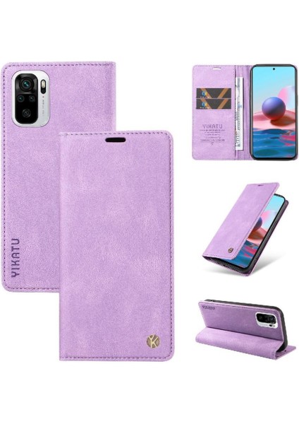 Xiaomi Redmi Note 10 4g Premium Pu Deri Basit Cüzdan Kılıf Kart Yuvaları Destek Ayağı Manyetik Kapatma Darbeye Dayanıklı Kapak (Yurt Dışından)