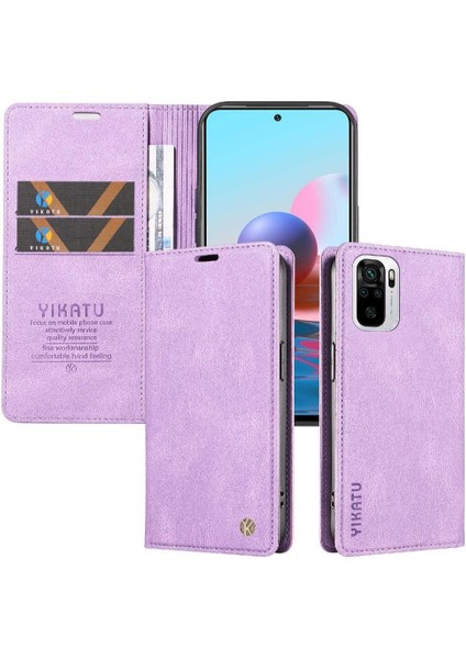Xiaomi Redmi Note 10 4g Premium Pu Deri Basit Cüzdan Kılıf Kart Yuvaları Destek Ayağı Manyetik Kapatma Darbeye Dayanıklı Kapak (Yurt Dışından)