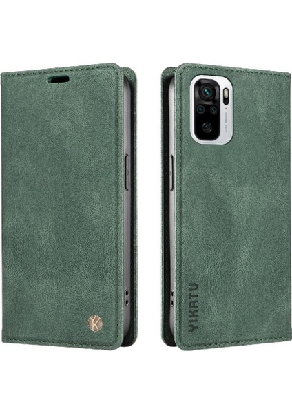 Xiaomi Redmi Note 10 4g Premium Pu Deri Basit Cüzdan Kılıf Kart Yuvaları Destek Ayağı Manyetik Kapatma Darbeye Dayanıklı Kapak (Yurt Dışından)