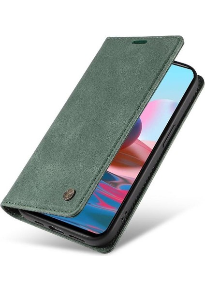 Xiaomi Redmi Note 10 4g Premium Pu Deri Basit Cüzdan Kılıf Kart Yuvaları Destek Ayağı Manyetik Kapatma Darbeye Dayanıklı Kapak (Yurt Dışından)