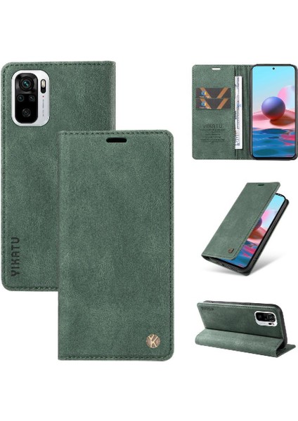 Xiaomi Redmi Note 10 4g Premium Pu Deri Basit Cüzdan Kılıf Kart Yuvaları Destek Ayağı Manyetik Kapatma Darbeye Dayanıklı Kapak (Yurt Dışından)