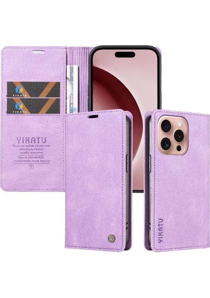 iPhone 16 Pro Premium Pu Deri Basit Cüzdan Kılıf Kart Yuvaları Destek Ayağı Manyetik Kapatma Darbeye Dayanıklı Kapak (Yurt Dışından) indirimleri