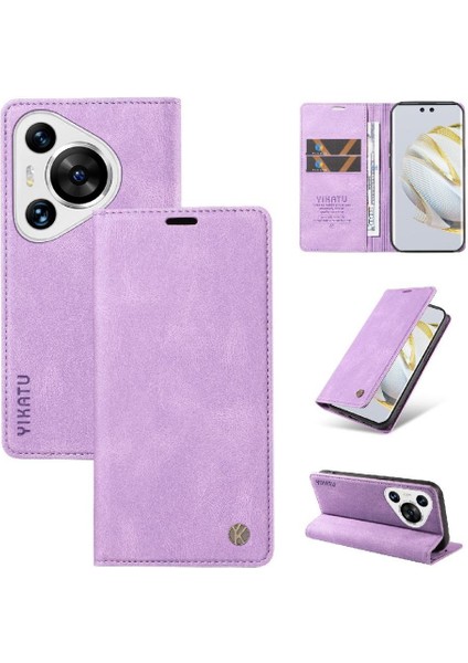 Huawei Pura 70 Pro Premium Pu Deri Basit Cüzdan Kılıf Kart Yuvaları Destek Ayağı Manyetik Kapatma Darbeye Dayanıklı Kapak (Yurt Dışından)