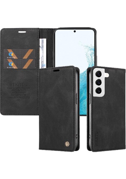 Samsung Galaxy S21 Fe Premium Pu Deri Basit Cüzdan Kılıf Kart Yuvaları Destek Ayağı Manyetik Kapatma Darbeye Dayanıklı Kapak (Yurt Dışından)
