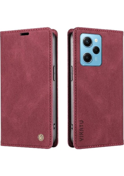 Xiaomi Poco X5 Pro 5g Premium Pu Deri Basit Cüzdan Kılıf Kart Yuvaları Destek Ayağı Manyetik Kapatma Darbeye Dayanıklı Kapak (Yurt Dışından)