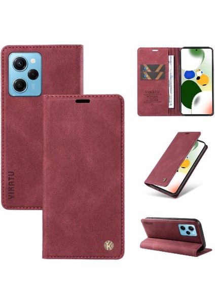 Xiaomi Poco X5 Pro 5g Premium Pu Deri Basit Cüzdan Kılıf Kart Yuvaları Destek Ayağı Manyetik Kapatma Darbeye Dayanıklı Kapak (Yurt Dışından)