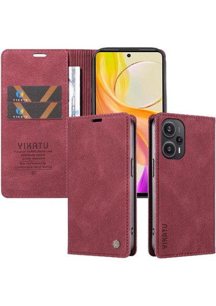Xiaomi Poco F5 5g Premium Pu Deri Basit Cüzdan Kılıf Kart Yuvaları Destek Ayağı Manyetik Kapatma Darbeye Dayanıklı Kapak (Yurt Dışından) indirimleri