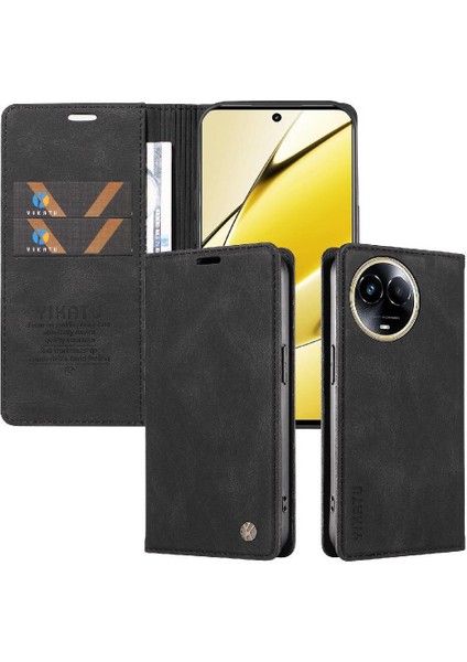 Realme 11X 5g Premium Pu Deri Basit Cüzdan Kılıf Kart Yuvaları Destek Ayağı Manyetik Kapatma Darbeye Dayanıklı Kapak (Yurt Dışından) indirimleri