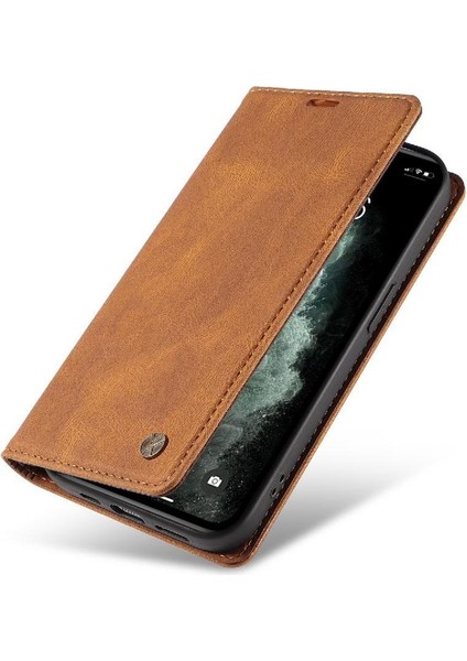 iPhone 11 Pro Max Premium Pu Deri Basit Cüzdan Kılıf Kart Yuvaları Destek Ayağı Manyetik Kapatma Darbeye Dayanıklı Kapak (Yurt Dışından)