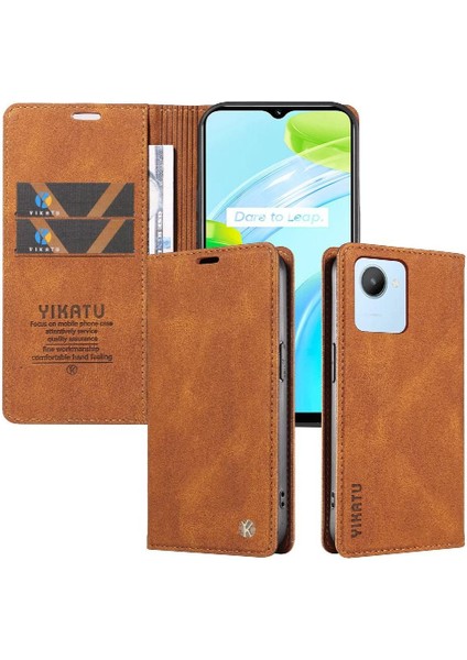 Realme C30 4g Premium Pu Deri Basit Cüzdan Kılıf Kart Yuvaları Destek Ayağı Manyetik Kapatma Darbeye Dayanıklı Kapak (Yurt Dışından) indirimleri