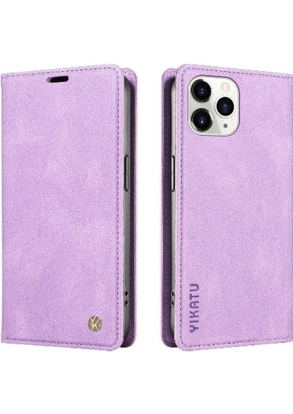 iPhone 11 Pro Max Premium Pu Deri Basit Cüzdan Kılıf Kart Yuvaları Destek Ayağı Manyetik Kapatma Darbeye Dayanıklı Kapak (Yurt Dışından)