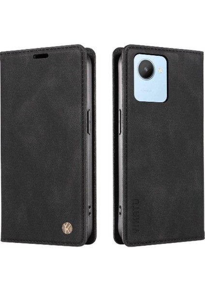 Realme C30 4g Premium Pu Deri Basit Cüzdan Kılıf Kart Yuvaları Destek Ayağı Manyetik Kapatma Darbeye Dayanıklı Kapak (Yurt Dışından) modelleri