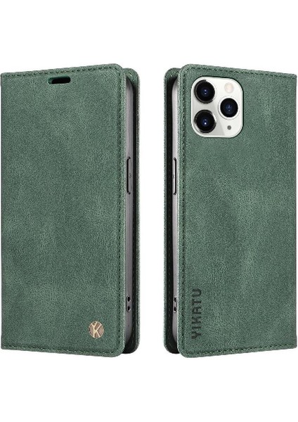 iPhone 11 Pro Max Premium Pu Deri Basit Cüzdan Kılıf Kart Yuvaları Destek Ayağı Manyetik Kapatma Darbeye Dayanıklı Kapak (Yurt Dışından)