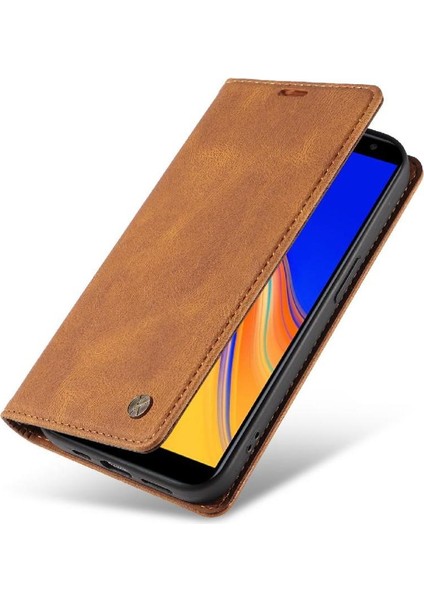 Samsung Galaxy J6 Prime Premium Pu Deri Basit Cüzdan Kılıf Kart Yuvaları Destek Ayağı Manyetik Kapatma Darbeye Dayanıklı Kapak (Yurt Dışından)