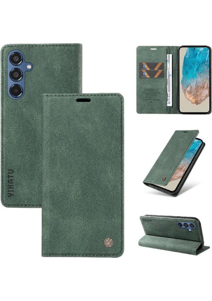 Samsung Galaxy M35 Premium Pu Deri Basit Cüzdan Kılıf Kart Yuvaları Destek Ayağı Manyetik Kapatma Darbeye Dayanıklı Kapak (Yurt Dışından)