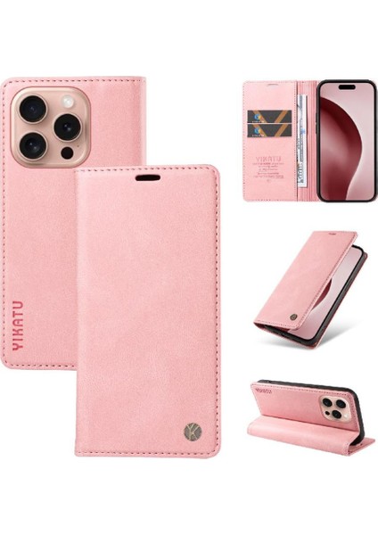 iPhone 16 Pro Premium Pu Deri Basit Cüzdan Kılıf Kart Yuvaları Destek Ayağı Manyetik Kapatma Darbeye Dayanıklı Kapak (Yurt Dışından) indirimleri