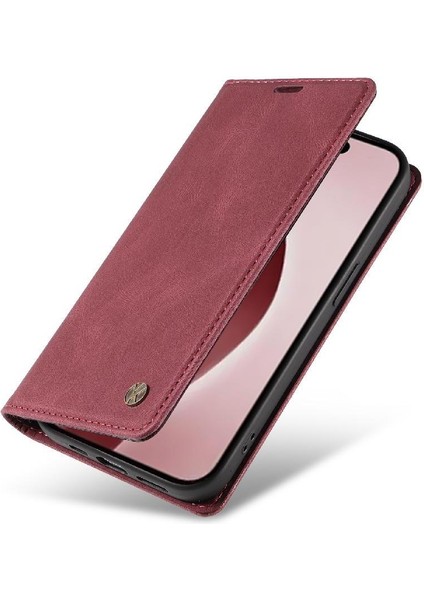iPhone 16 Pro Premium Pu Deri Basit Cüzdan Kılıf Kart Yuvaları Destek Ayağı Manyetik Kapatma Darbeye Dayanıklı Kapak (Yurt Dışından) fırsatları