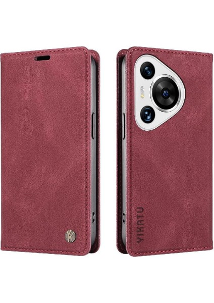Huawei Pura 70 Pro Premium Pu Deri Basit Cüzdan Kılıf Kart Yuvaları Destek Ayağı Manyetik Kapatma Darbeye Dayanıklı Kapak (Yurt Dışından) modelleri
