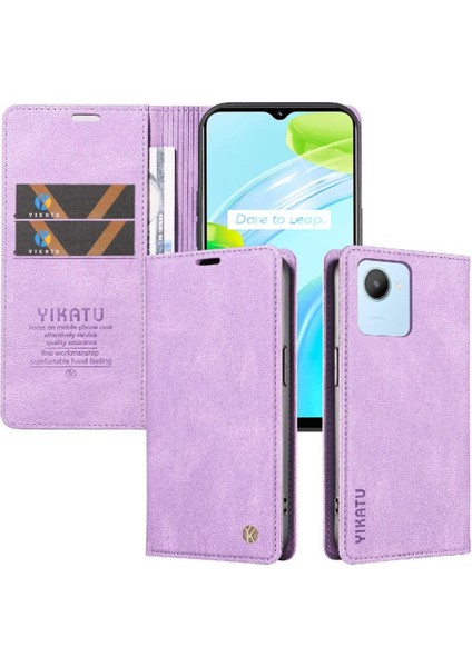Realme C30 4g Premium Pu Deri Basit Cüzdan Kılıf Kart Yuvaları Destek Ayağı Manyetik Kapatma Darbeye Dayanıklı Kapak (Yurt Dışından) indirimleri